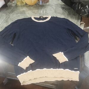 Hugo Boss Mens Navy Block Color Crew Neck Sweater Small